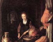 格里特 道 : Woman Peeling Carrot